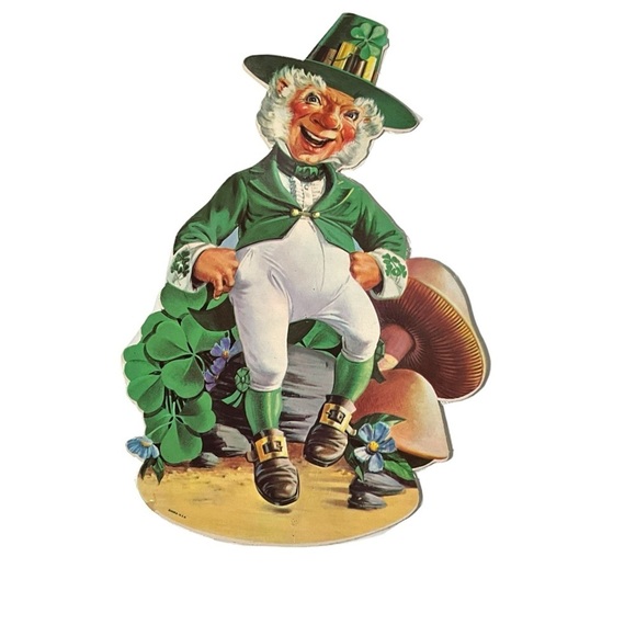 Vintage 70s cardboard die cut St. Patrick’s Day decorations set of 6 - Picture 2 of 7